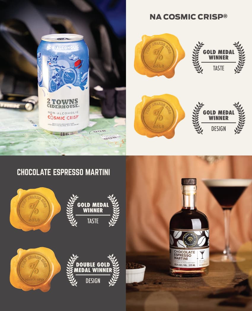 2 Towns Ciderhouse & Craftwell Cocktails Take Home Gold at PR%F Awards