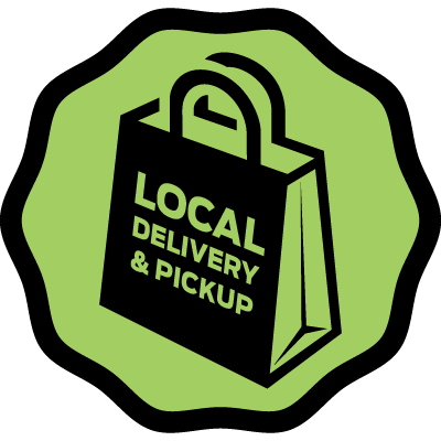 A button with a shopping back that reads, "Local Delivery & Pickup"